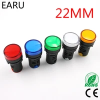 indicator signal lamp light waterproof ad16 22ds 22mm acdc 12v 24v 110v 220v 380v red green yellow blue white led bulbs 20ma