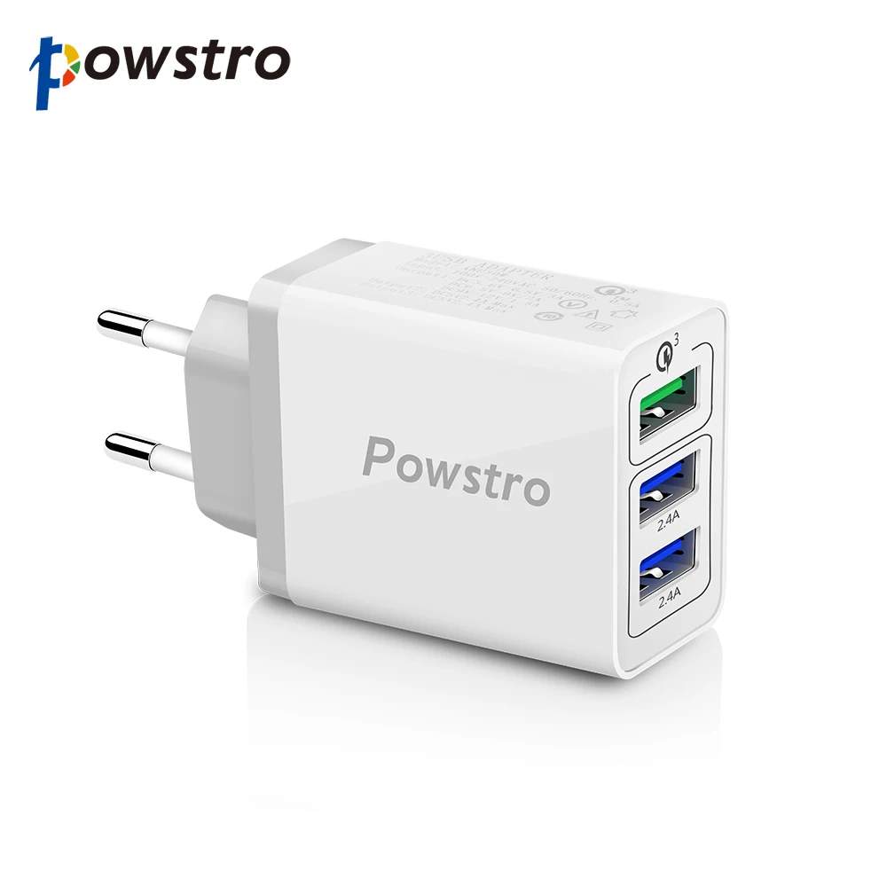 Powstro быстрое зарядное устройство 3,0 USB зарядка для телефона 3 usb порта настенное зарядное устройство 30 Вт Настенный адаптер для iPhone 7 8 для samsung S8 для Xiaomi - Тип штекера: White