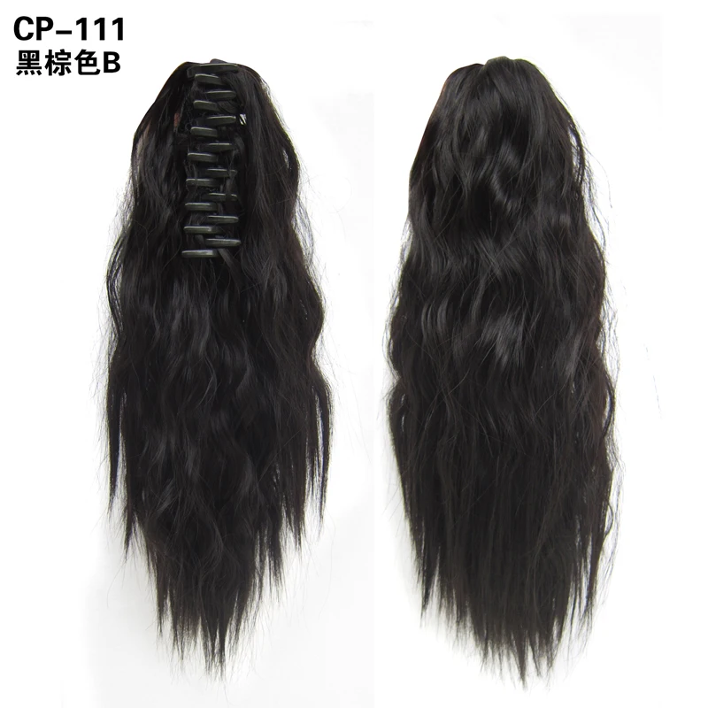 CP-111 Color B Термостойкие синтетические вьющиеся кудрявые Заколка-краб шиньоны Коготь шнурок короткий конский хвост 38 см - Цвет: CP-111 Color B