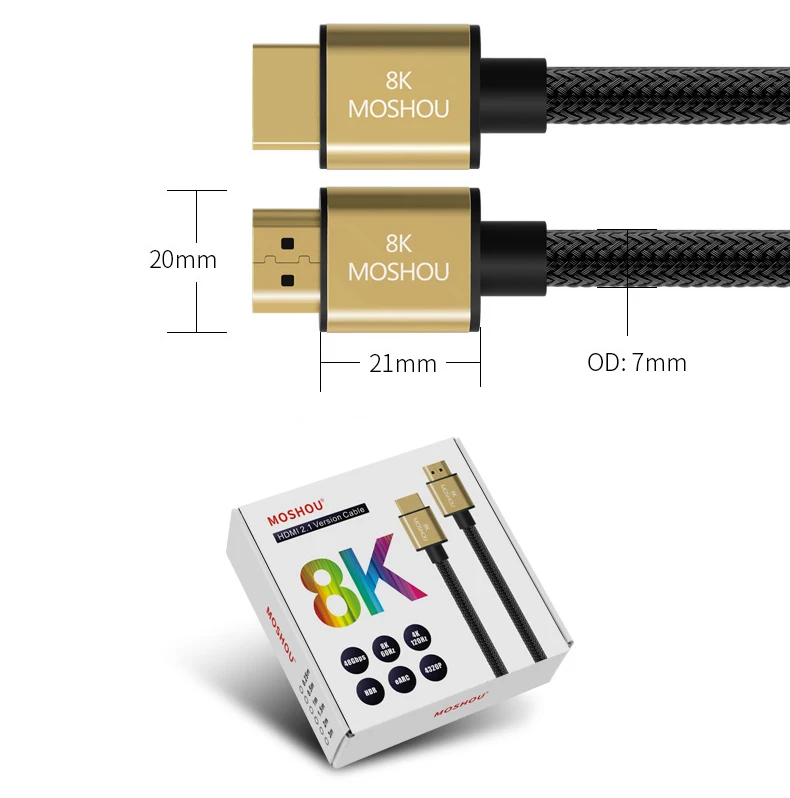 MOSHOU HDMI 2,1 ARC видео кабели 8K@ 60Hz 4K@ 120Hz 48 Гбит/с Полоса пропускания 8K шнур для усилителя ТВ высокой четкости мультимедийный интерфейс