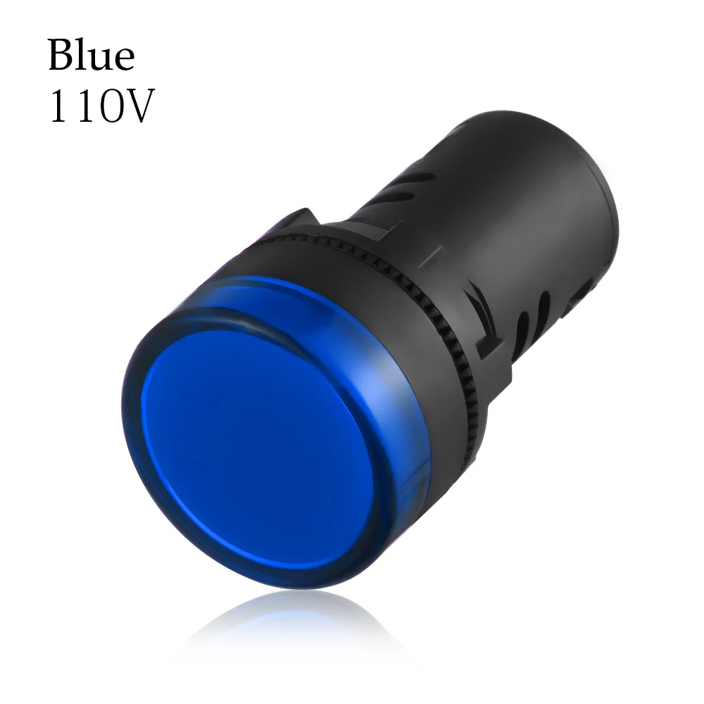 110V blue 1 шт., 5 В, 12 В, 24 В, 110 В, 220 В, 22 мм, светодиод для монтажа на панель, индикатор питания, сигнальный светильник, лампа AD16-22, красный, синий, белый, зеленый, желтый - Цвет: 110V blue