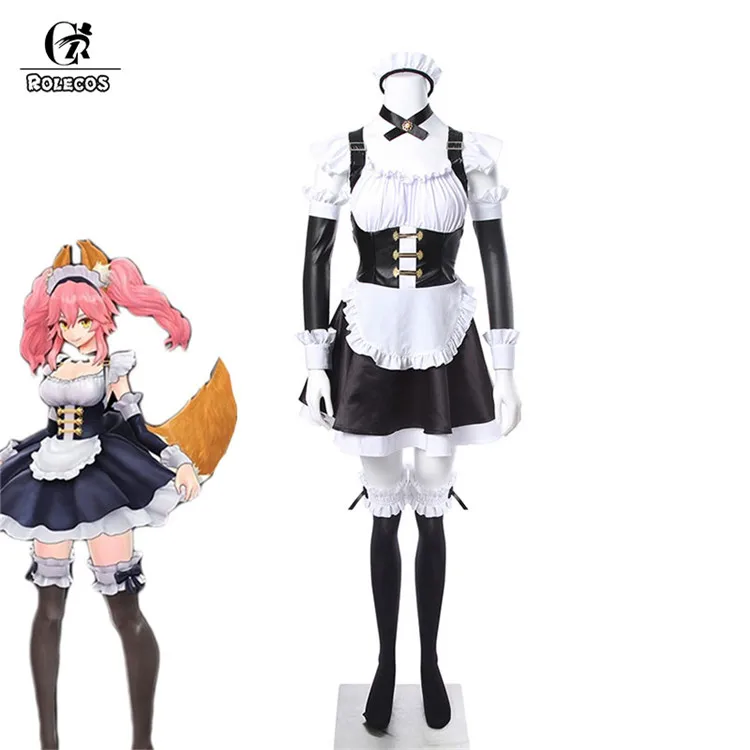 Tamamo no Mae ROLECOS игра Fate Grand Order Косплей Костюм Tamamo no Mae косплей костюм одежда горничной с головной убор для женщин Косплей Костюм - Цвет: Tamamo no Mae
