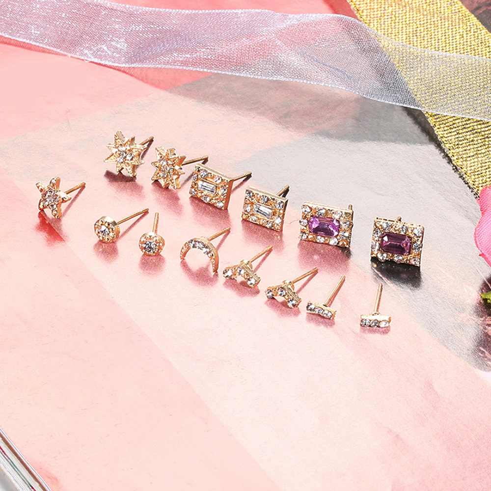 14 шт./компл. для женщин модные золотые с геометрическим рисунком изображением