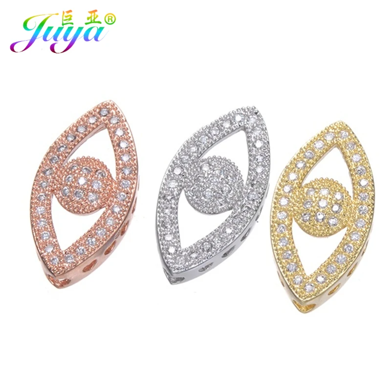 

5pcs/lot Wholesale Jewelry Charms Supplies Gold/Silver Color Cz Evil Eye Connector Charms Accessories For Beading Jewelry Making