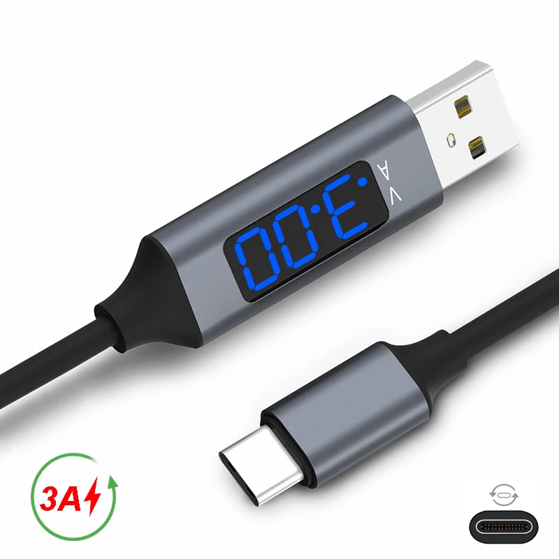 3A (макс.) дисплей напряжения ток быстрая зарядка USB кабель для синхронизации