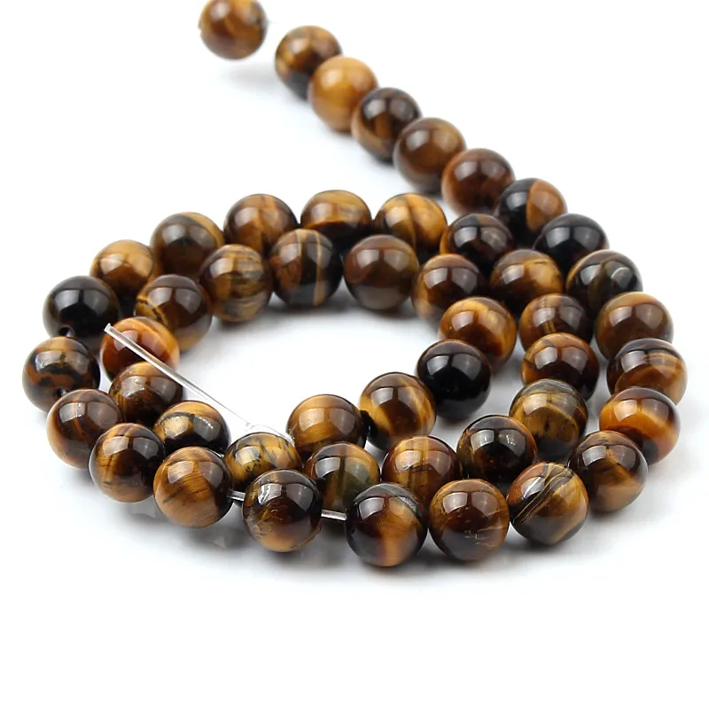 tiger eye Натуральный камень бисер розовый кварц Агаты тигровый глаз бирюзы Круглые бусины для самостоятельного изготовления ювелирных изделий браслет 4/6/8/10/12 мм - Цвет: tiger eye