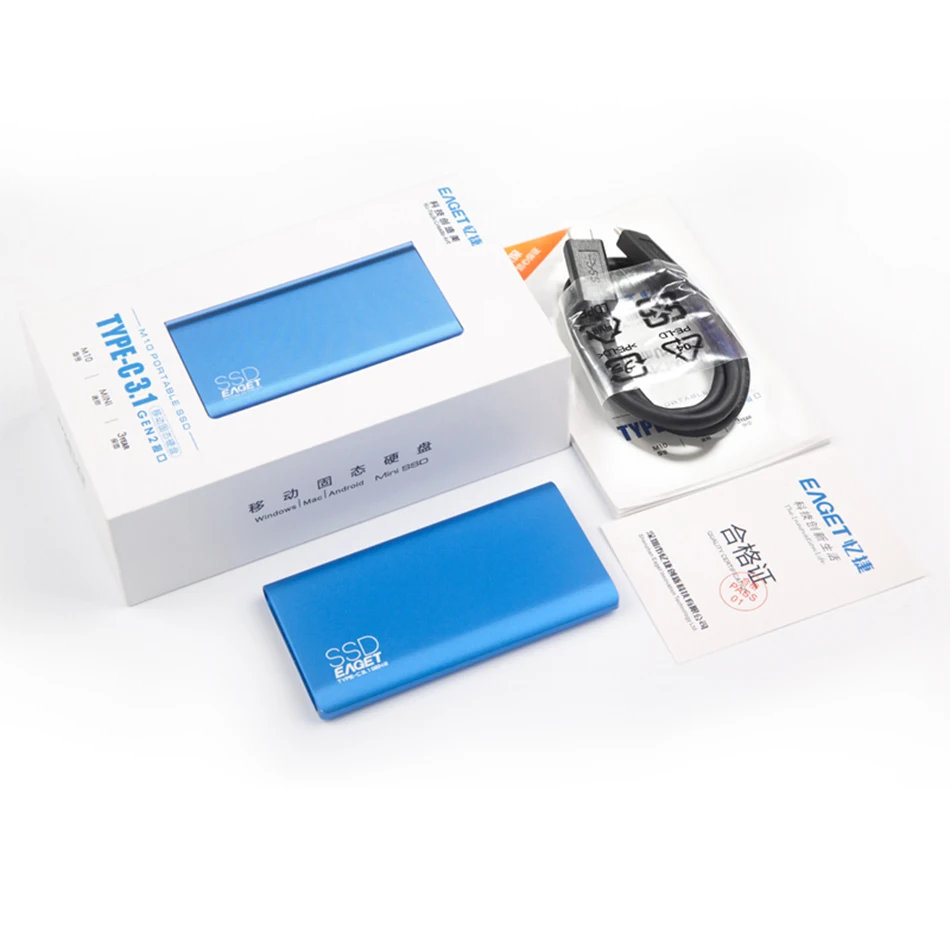 Eaget M10 супер высокая скорость внешней SSD USB 3,1 Gen 2 Тип жесткого диска-C 512 ГБ 1 ТБ Портативный SSD металлический корпус для Macbook PC