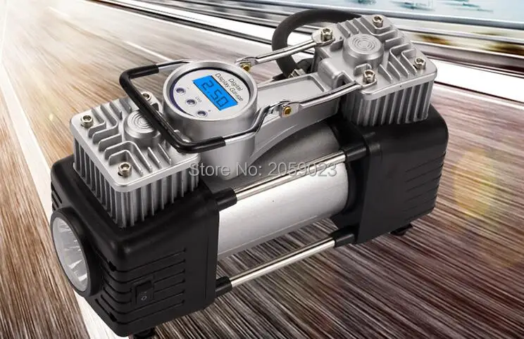 12V автомобильный шиномонтажный высокого Давление двухцилиндровый насос металла шин Давление воздушный насос и комплект для ремонта