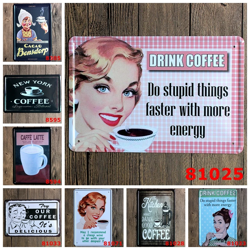 Винтажная металлическая настенная наклейка с логотипом CAFFE железная вывеска