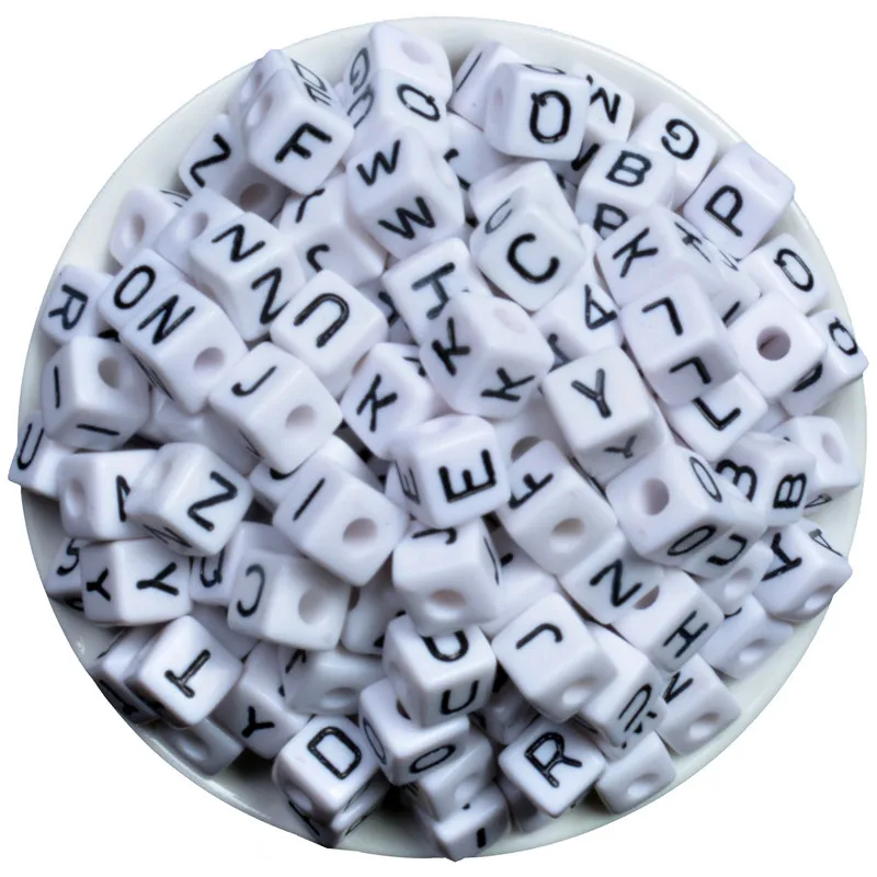 

Hot Wholesale Hot White Mixed A-Z Letter Alphabet Cube Acrylic Spacer Beads Fit Jewelry Making 10mm 50Pcs