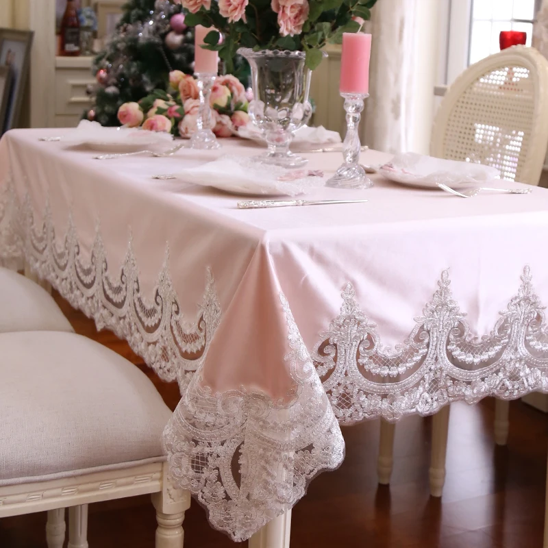 

New beauty lace Place tablecloths table cloth mat cover Europe pink & white dinner table mat wedding romantic Dec FG791