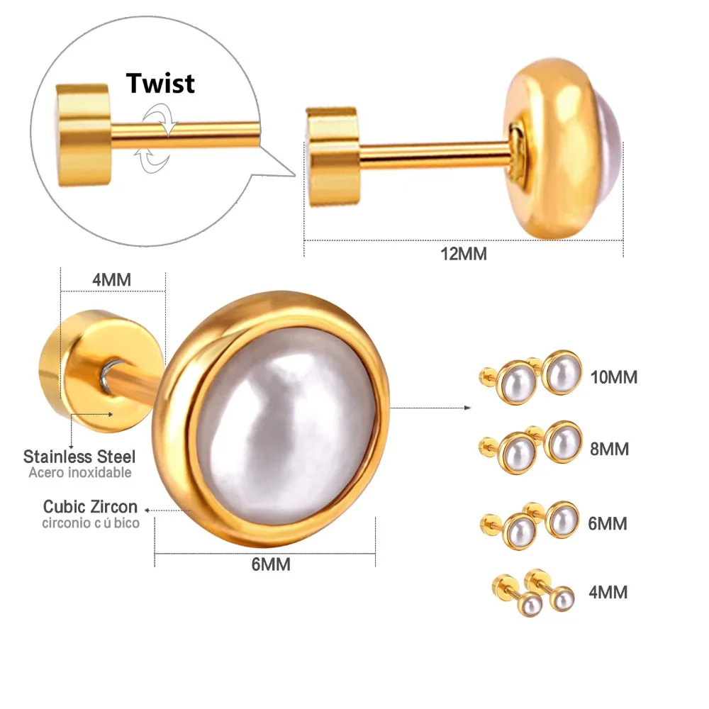 Женские полукруглые серьги гвоздики LUXUSTEEL золотистого/серебристого цвета размер