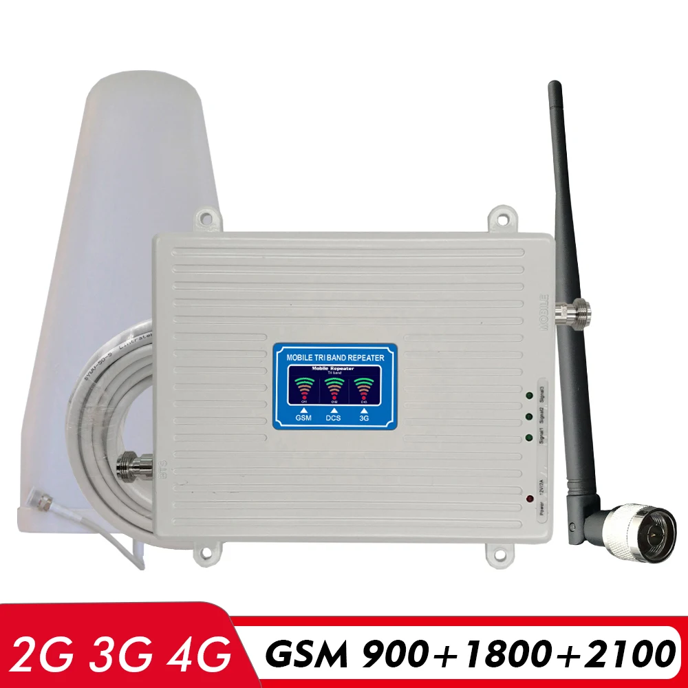 Трехдиапазонный ретранслятор GSM 900 + DCS/LTE 1800 UMTS/WCDMA 2100 усилитель сигнала сотовой