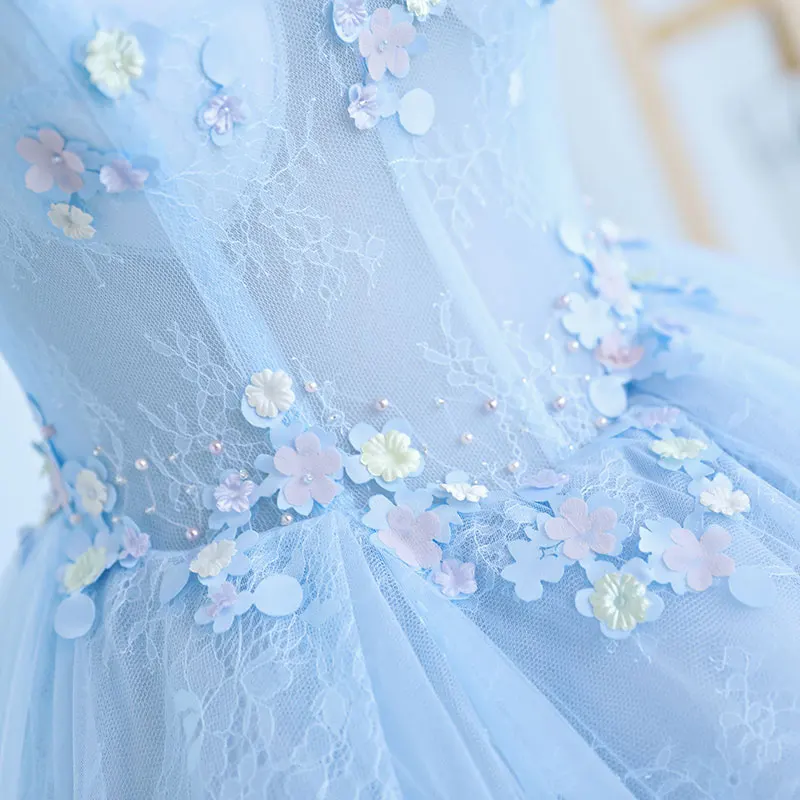 Бальное платье 2018 кружевные платья для Quinceanera 15 милое Пышное небесно-голубое