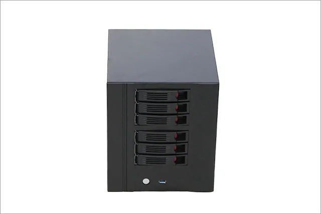 Сервер хранения Nas шасси небольшой горячей замены 6-bay ITX алюминиевая панель NVR шасси