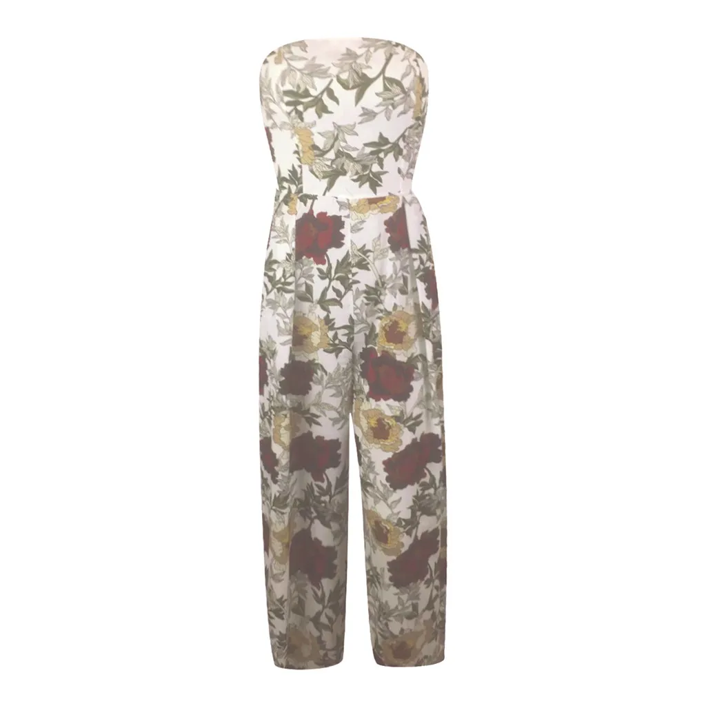 Женский комбинезон с цветочным принтом без рукавов открытыми плечами monos de fiesta