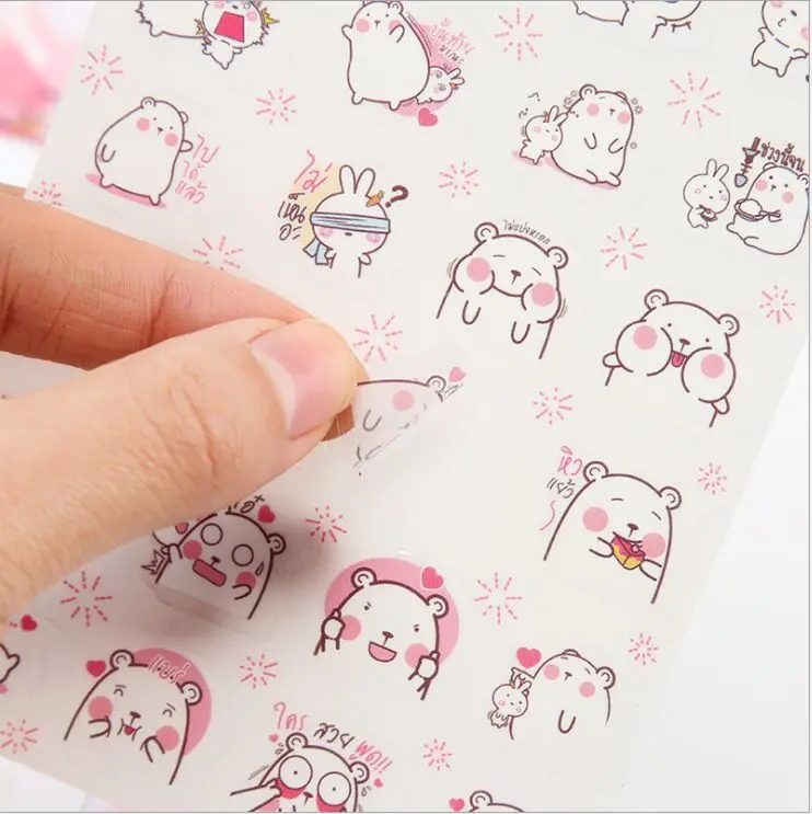 6 листов/уп Симпатичные БОБО медведь в любовь декоративные планировщик стикеры