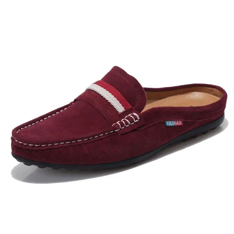0 Men's breathable leather summer men's shoes lazy half sandals without trailing drag trampoline free shipping #122 | Обувь