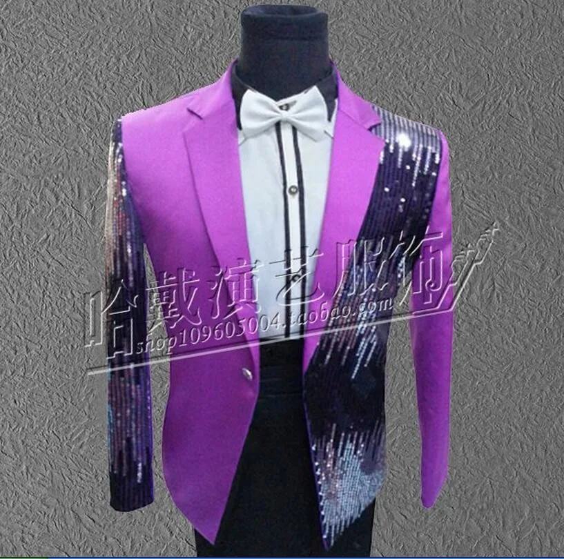 Мужская певица красные черные синие фиолетовые пайетки костюм куртка Camisa Masculina