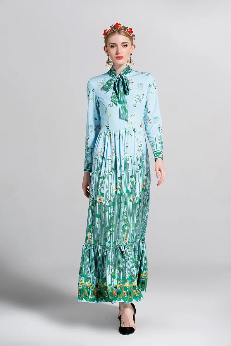 2018 Весна Лето Большой показать Подиум с теми же пункт в богемном стиле принтом