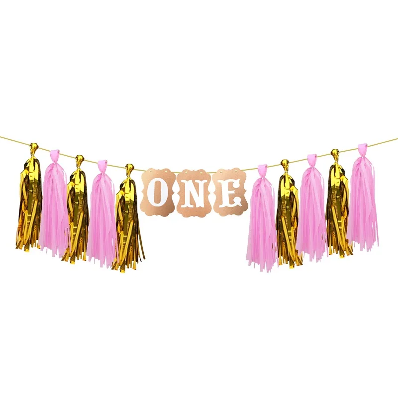 

One Years Old Chair Banner I AM ONE Hanging Bunting Tissue Tassels Garland Kids 1st Birthday Party Decoration Baby shower Supply