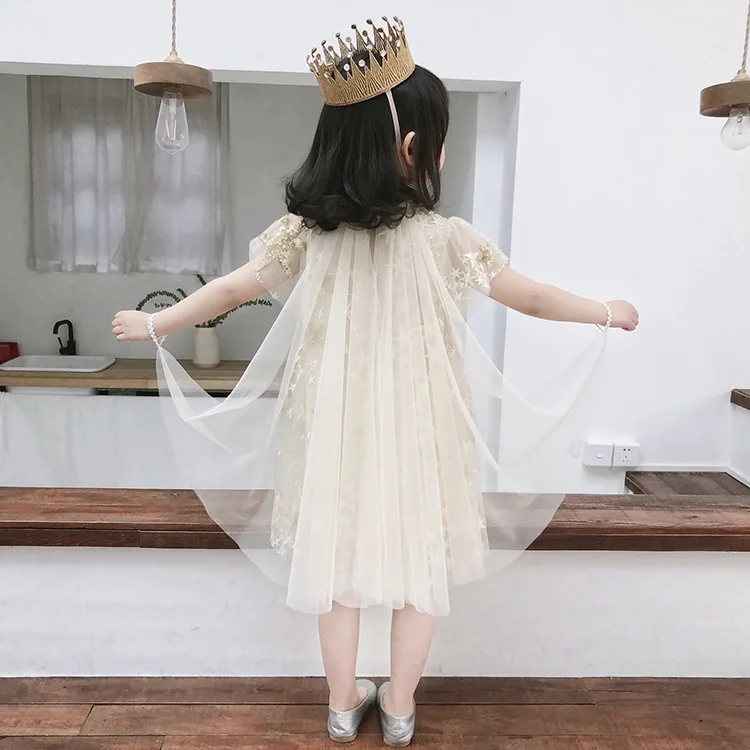 Лето 2019 новое модное милое платье с блестками и звездами принцессы для девочек