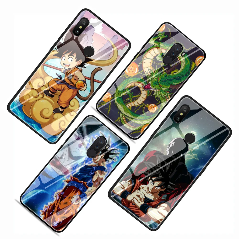 Чехол из закаленного стекла для Xiaomi 8 Lite A1 A2 9 Redmi Note 5 6 7 Pro 6A 4X POCOPHONE F1 Dragon Ball Son Goku