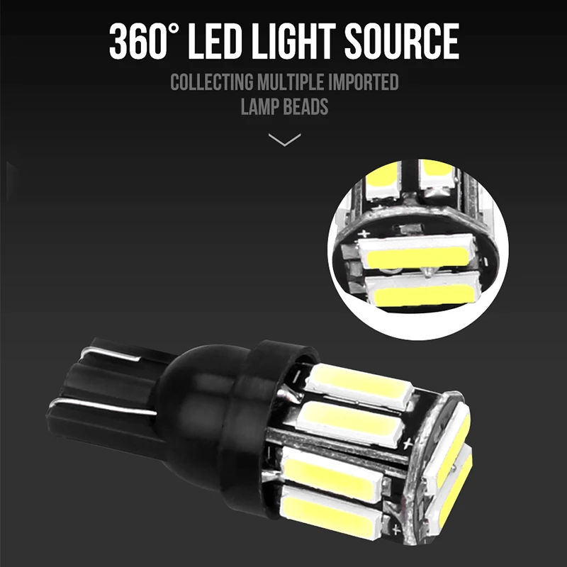 4 шт. W5W светодиодный автомобиль T10 194 168 10-7020 SMD для Авто Клин задние габаритные огни