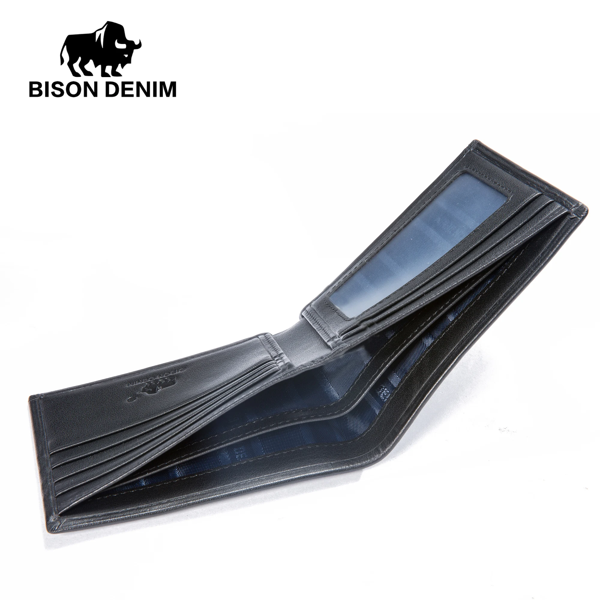 BISON DENIM новинка мужской кошелек из коровьей кожи для визиток денег кошельки
