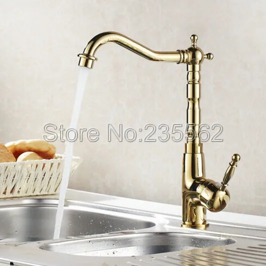 

Modern Bathroom Single Handle Faucet Luxury Golden Brass Finish Faucets Wash Basin Mixer Sink Tap lsf097