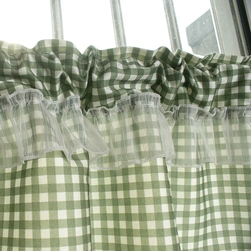 Шторы XYZLS в зеленую клетку кухонные занавески портьеры для кафе короткие