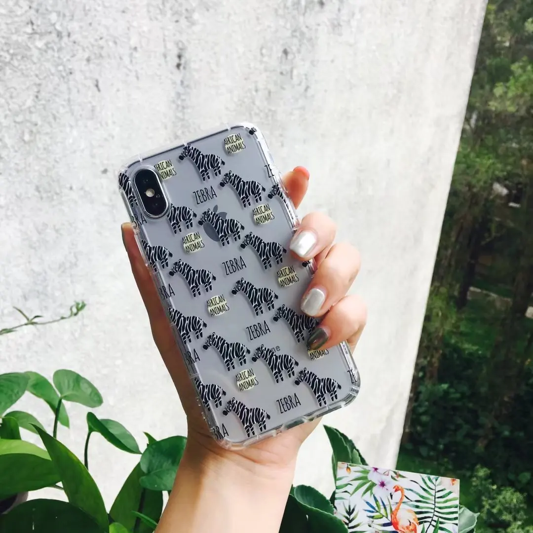 New Cute Cartoon Zebra Silicone Transparent Soft Case For iphone 8 7 7plus plus iPhone X Back Cover |