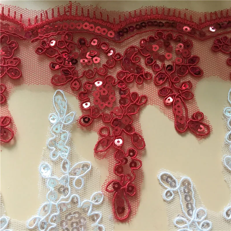 1 ярд блестки бисеры Свадебное кружево обрезка проводная вышивка кружева