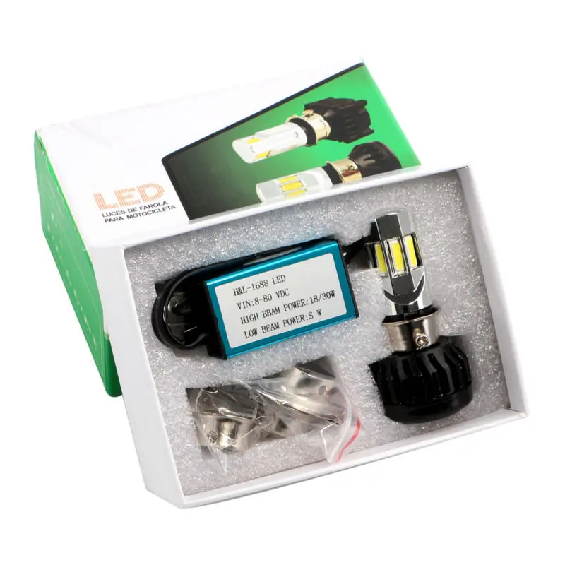1 комплект светодиодный налобный фонарь для мотоцикла H4 P15D BA20D дальний/ближний