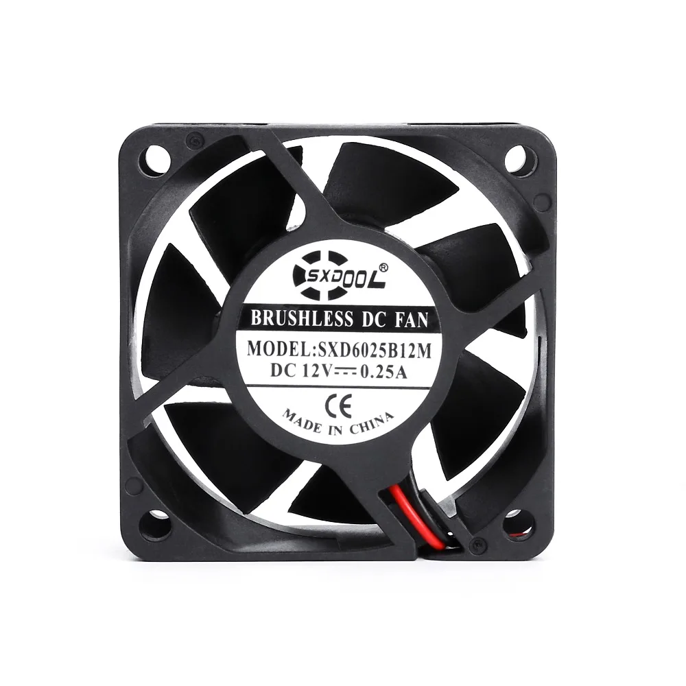 Новый SXDOOL SXD6025B12M 60*60*25 мм DC 12V 0.25A двойной шариковый подшипник 5000 об/мин 25.4CFM