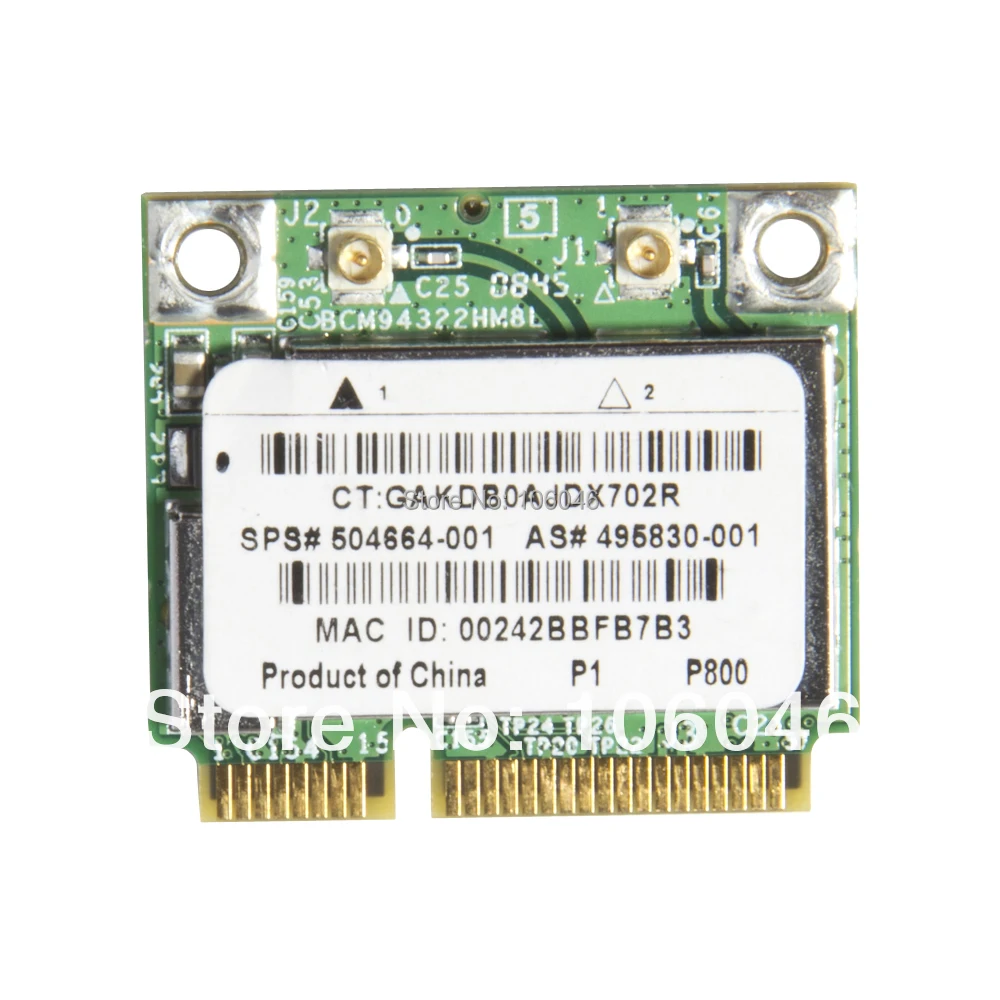 Broadcom BCM4322 BCM94322HM8L Dual Band 802.11a/g/n 300Mbps Wireless Wifi Wlan Mini PCI-E Half Size Card For HP SPS#504664-001 | Компьютеры