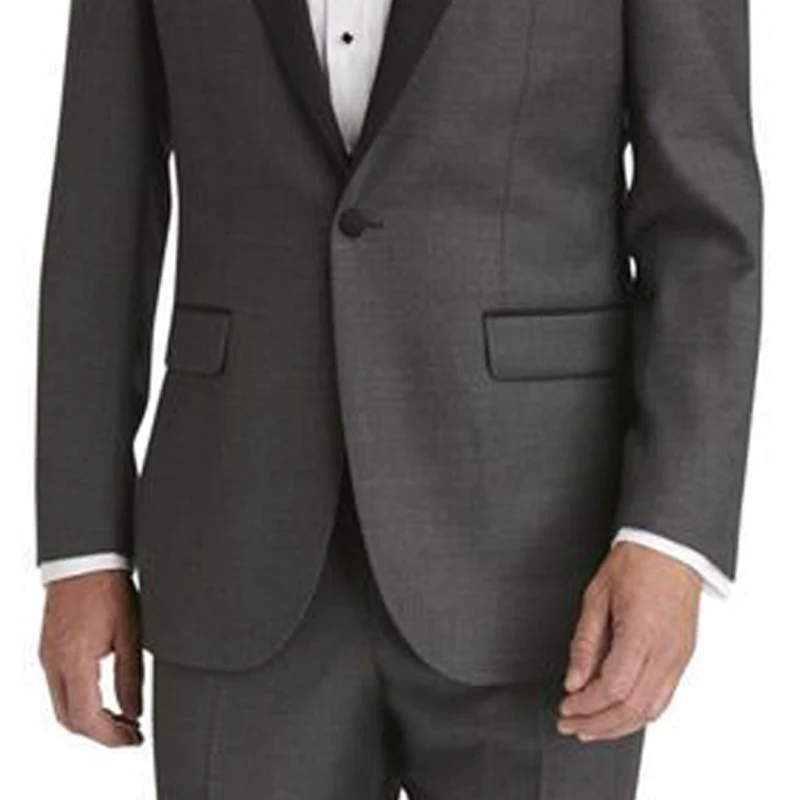 Темно-серый Бизнес Slim Fit Мужские костюмы для жениха одежда из двух частей