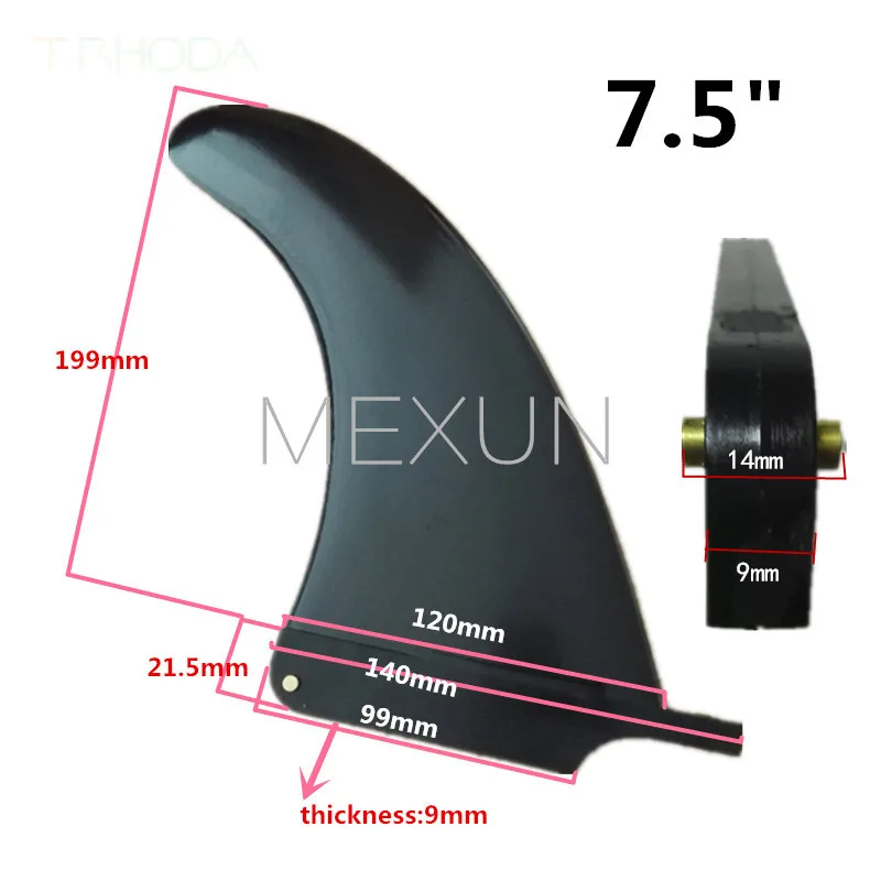 Ласты для серфинга FCS Dolphin 7 5 &quotLongboard Fin Черный Новый 70% нейлон + 30%
