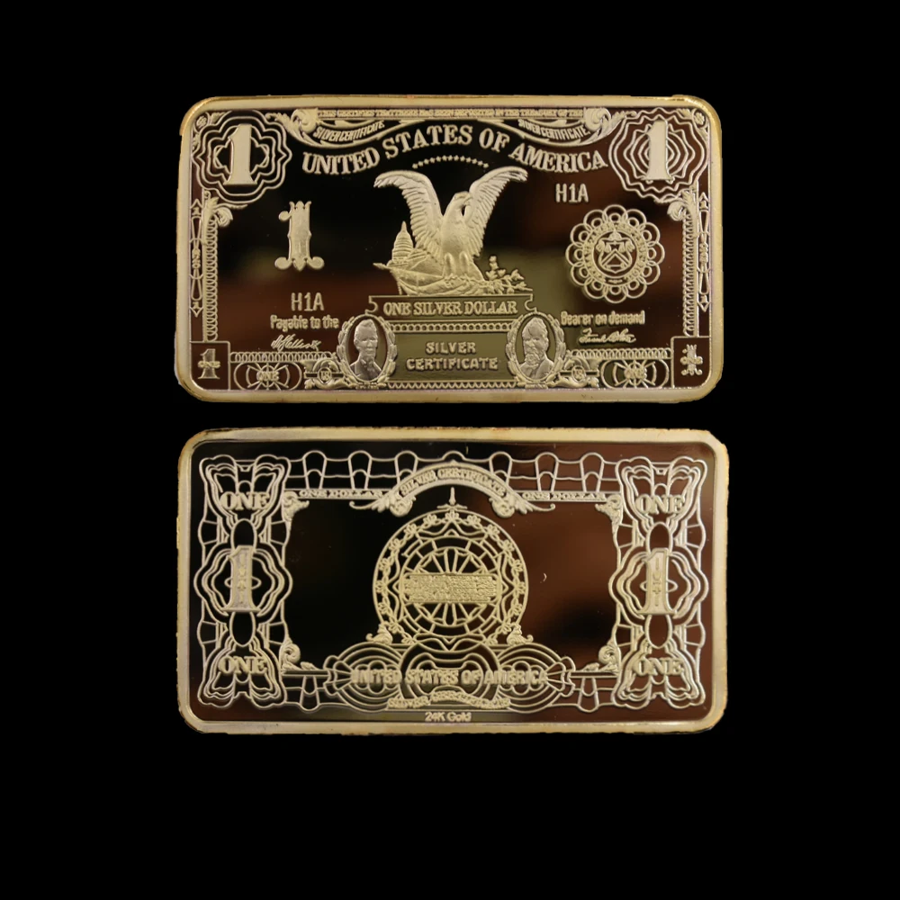 Квадратный 24K позолоченные памятная монета 1/2 / 5/100/500/1000 USD коллекция искусство