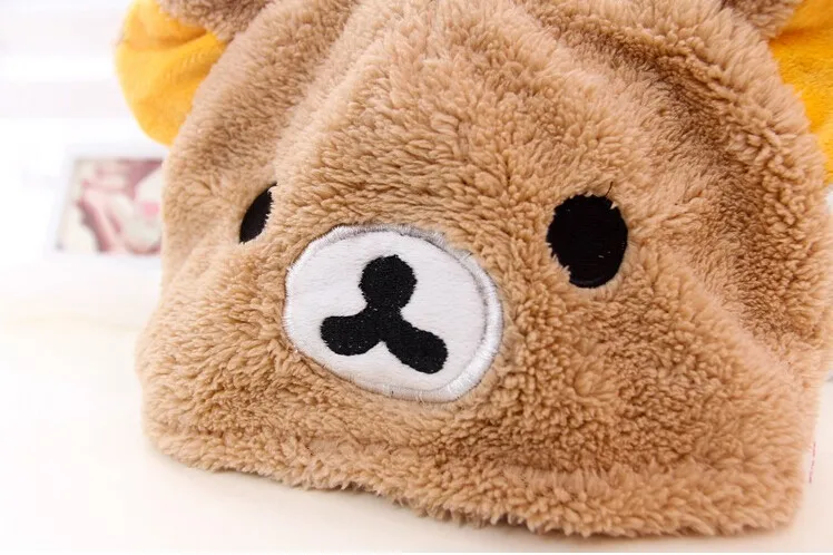 Зимняя мягкая мультяшная Медведь Rilakkuma панда плюшевая шапка женская Ушная шапка модный Рождественский подарок