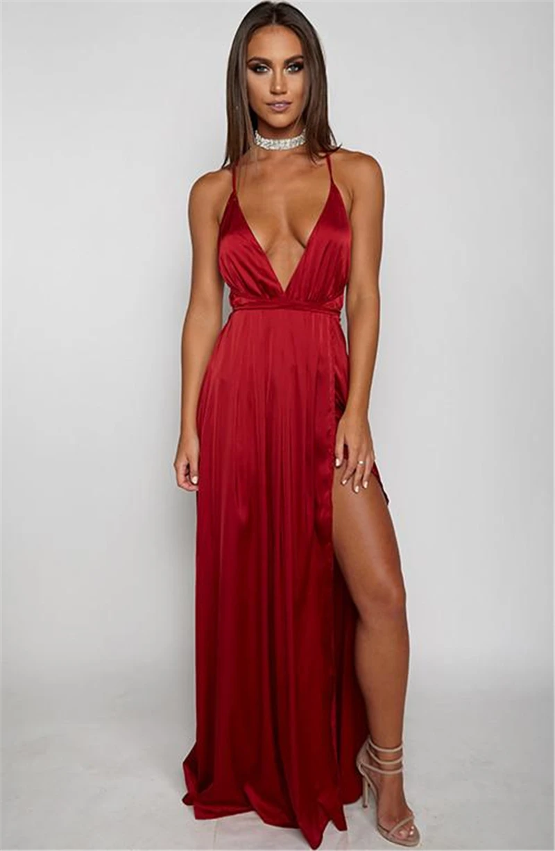 DRESSMECB, летнее сексуальное длинное платье без рукавов с v-образным вырезом, женские облегающие вечерние платья макси, бандажная Клубная одежда, элегантные платья