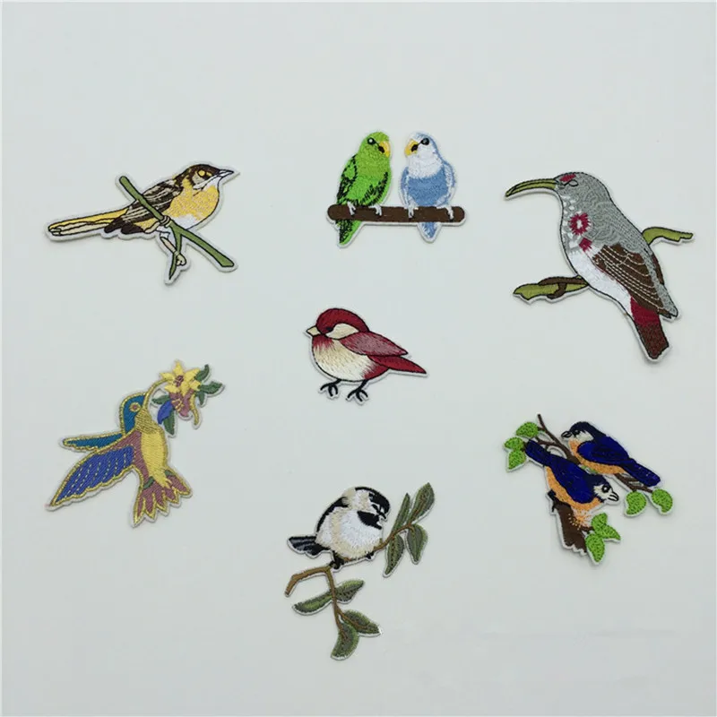 10 шт./лот маленькая птица цветок вышитые нашивки аппликация Ткань палка железо на