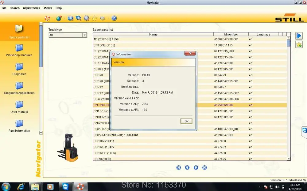 Диагностическое по STILL Forklift STEDS 8 19 с запасными частями каталог и руководство