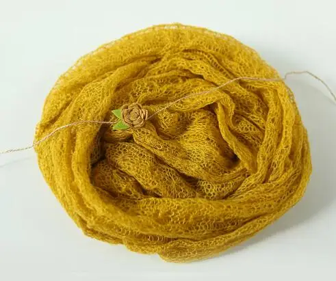 6wrap n headband 40x150 см реквизит для фотосъемки новорожденных плед из ангорской козьей шерсти+ повязка на голову, набор трикотажных фотографий, эластичная ткань для младенцев, аксессуары - Цвет: 6wrap n headband