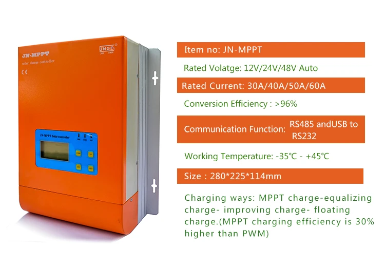 Контроллер заряда солнечной батареи JNGE Power Ture MPPT 50 А ЖК дисплей 12 в 24 48