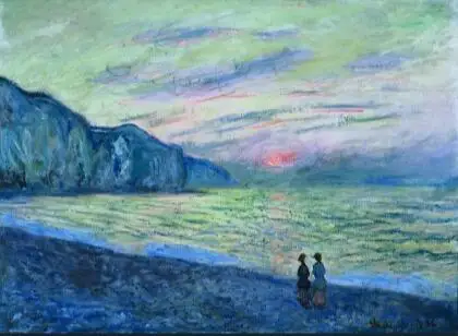 Высококачественная картина маслом изображения на холсте Sunset по скалам пурвиля