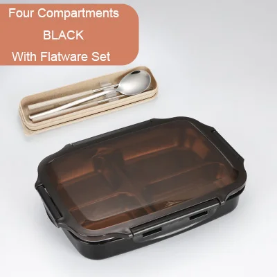 Black 4 Flatware GLANYOMI 304 Ланч-бокс из нержавеющей стали с отделениями, бэнто-бокс для детей, школьников, пикников, контейнер для еды - Цвет: Black 4 Flatware