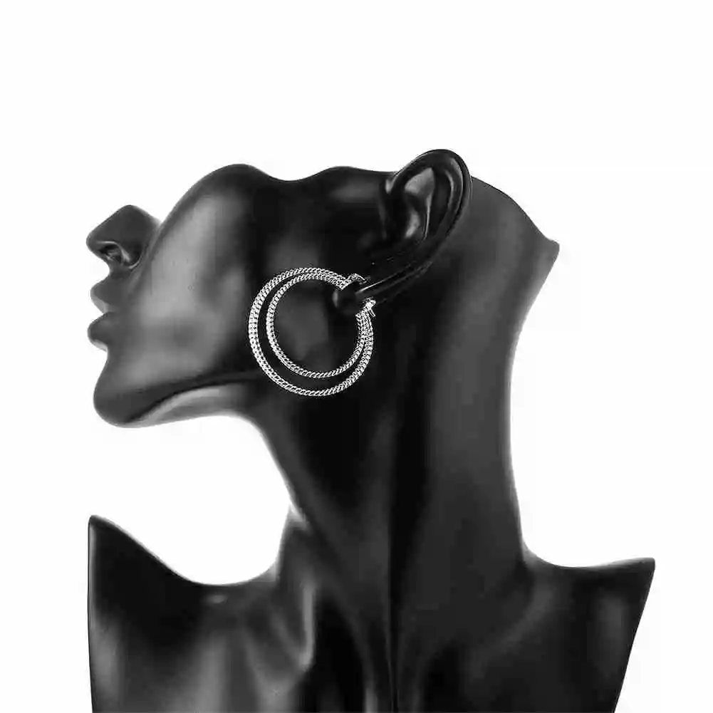 Женские сережки кольца KITEAL с двойным кольцом элегантные|silver earrings|earrings for womenearrings