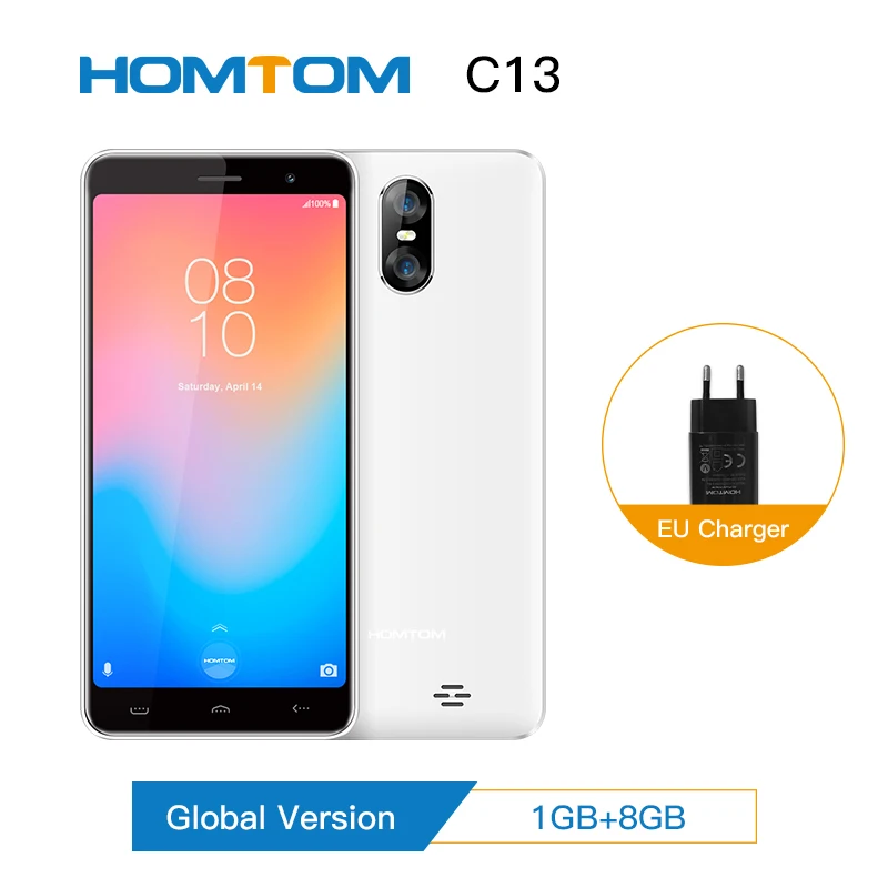HOMTOM C13 смартфон с 5 дюймовым дисплеем четырёхъядерным процессором MT6580M ОЗУ 1 ГБ ПЗУ