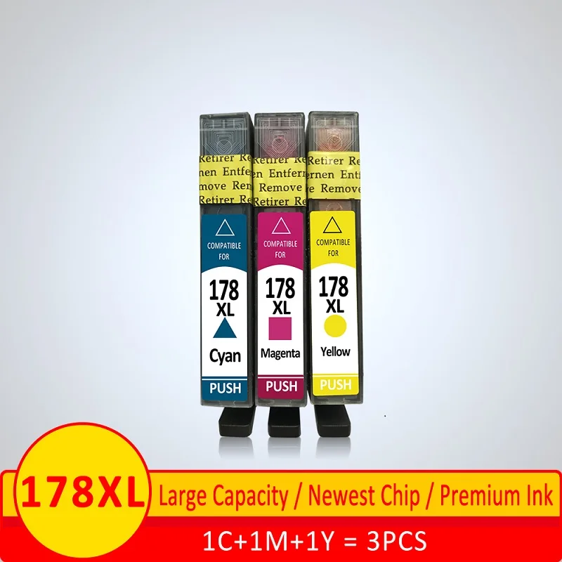 Xiangyu 178xl совместимый картридж с чернилами Замена для hp 178 XL для hp 7515 5515 B109a B010b B209 B210 3070A 3520 6300 8550 309 - Цвет: 3pcs C M Y